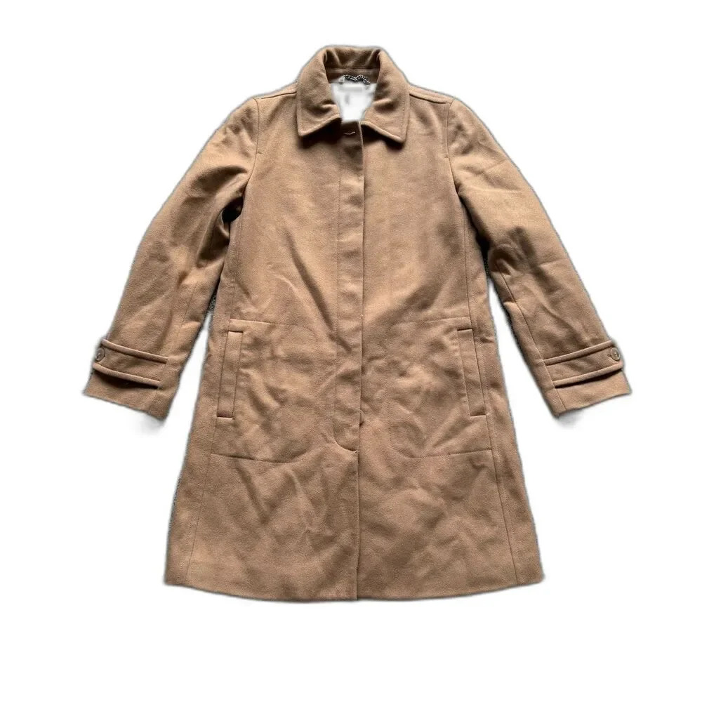 J. CREW MERCANTILE WOMENS SIZE XS TAN CITY COAT ZIP WOOL BLEND NEUTRAL JACKET